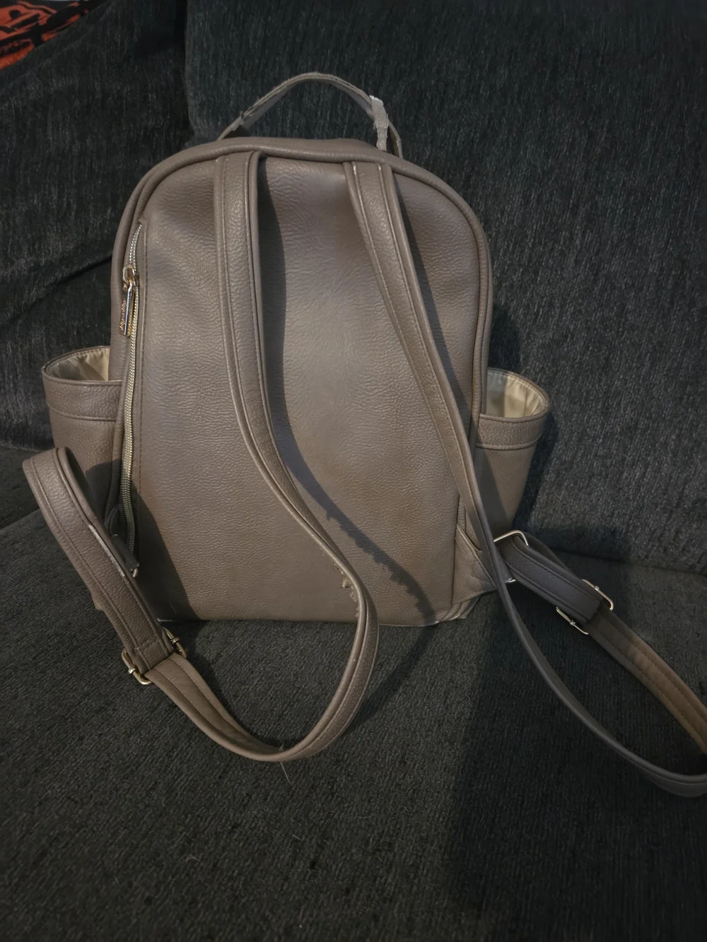 Itzy Ritzy Taupe Leather Backpack - Women's Diaper/Everyday Bag